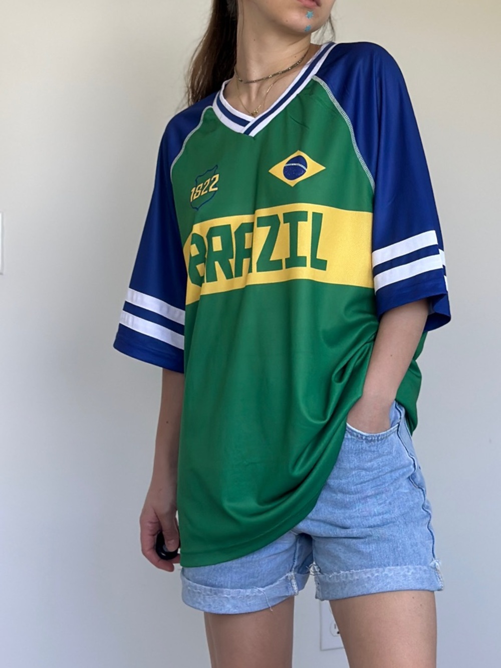 Hybrid Apparel BRAZIL Green,Yellow & Blue Soccer Jersey -Brand New